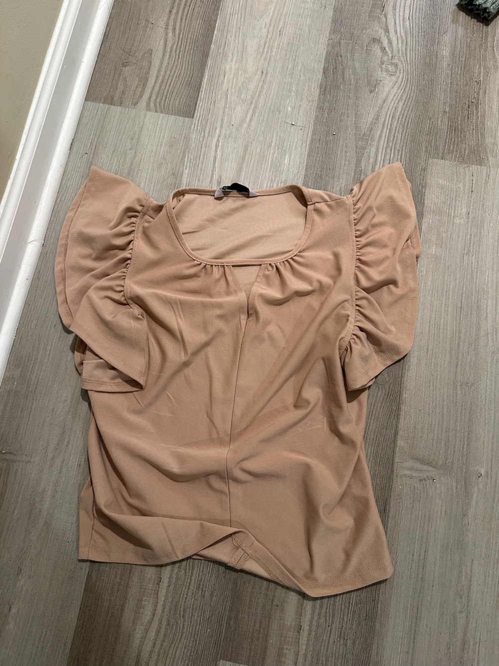 Blush Peach Ruffle Sleeve Blouse